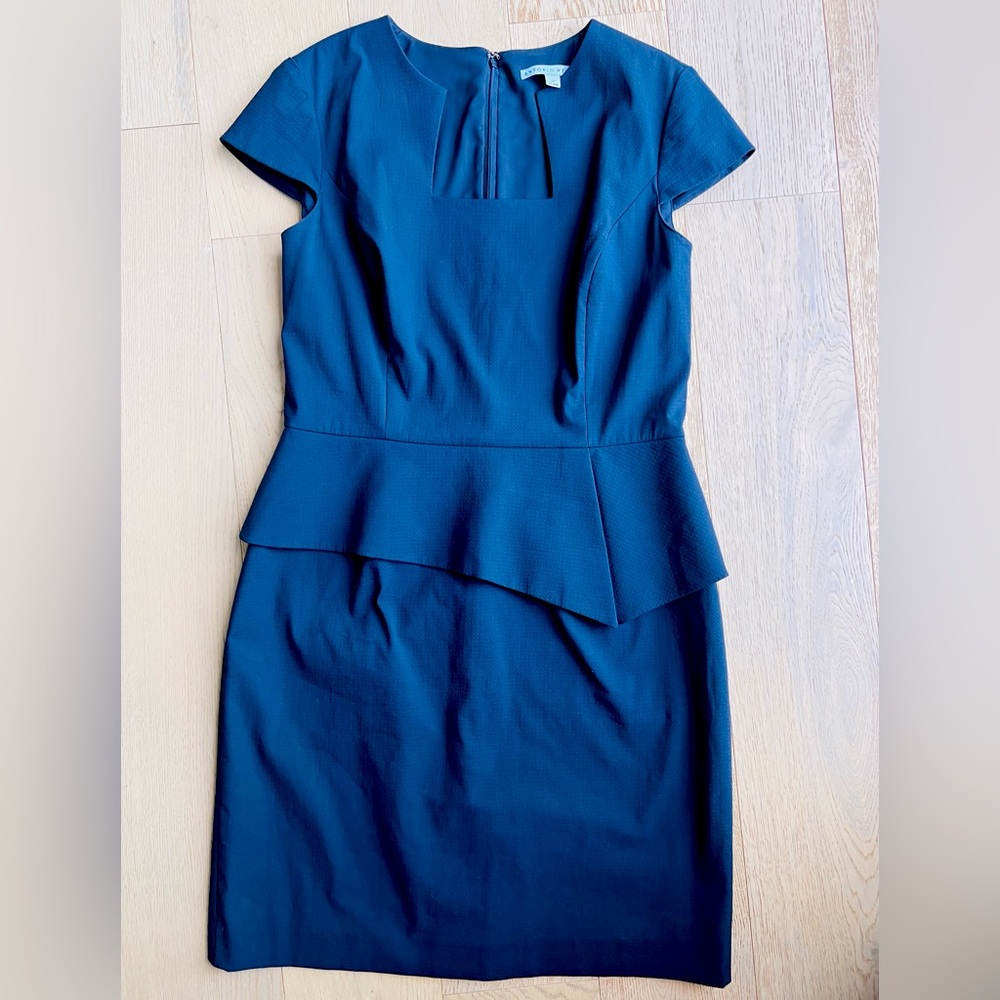 ANTONIO MELANI Navy Women’s Size: 12 Sheath Career Dress Cap Sleeve Square Neck